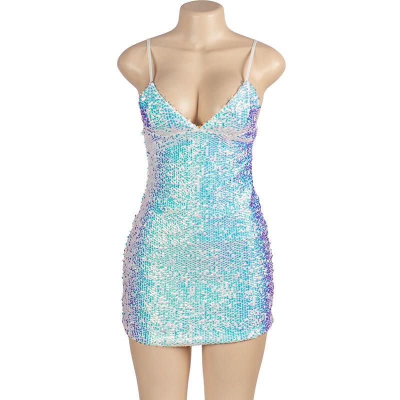V neck glitter cami mini dress