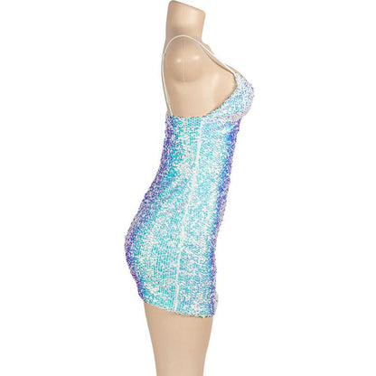 V neck glitter cami mini dress