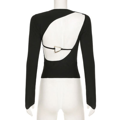 Long sleeve hollow out cut out top
