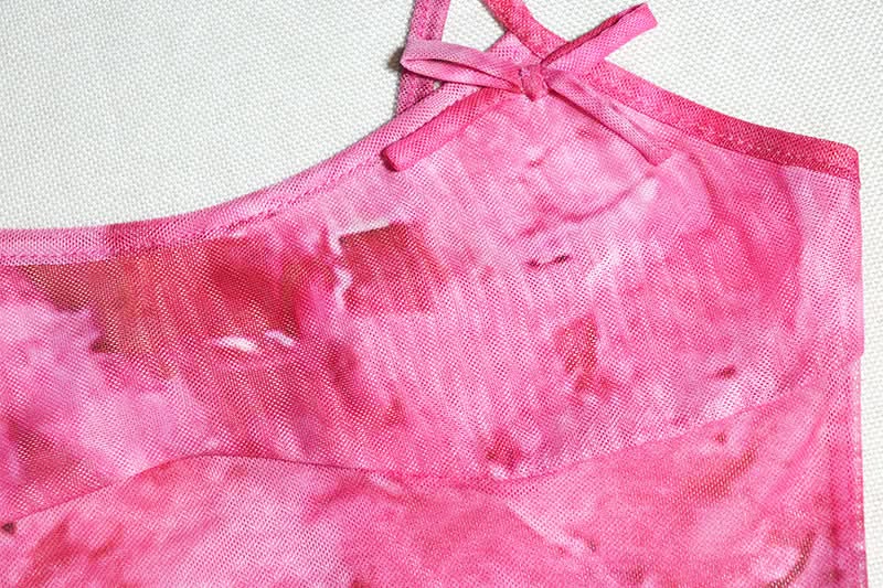 U neck bowknot ruffle mesh cami mini skirt set