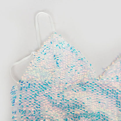 V neck glitter cami mini dress