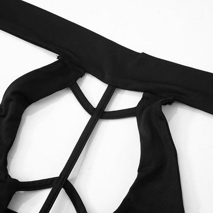 Halter hollow out solid jumpsuit