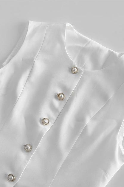 Celebrities Elegant Buttons O Neck Sleeveless Two Pieces