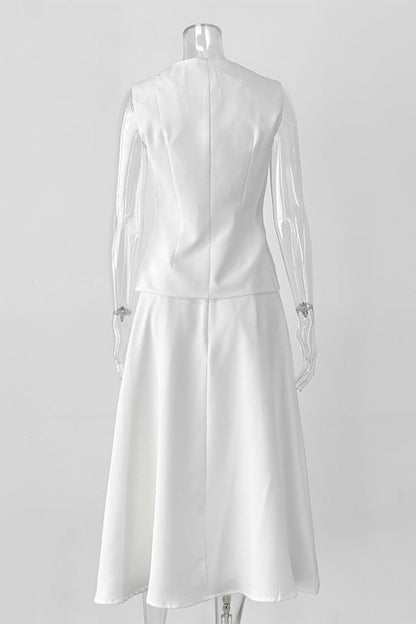 Celebrities Elegant Buttons O Neck Sleeveless Two Pieces