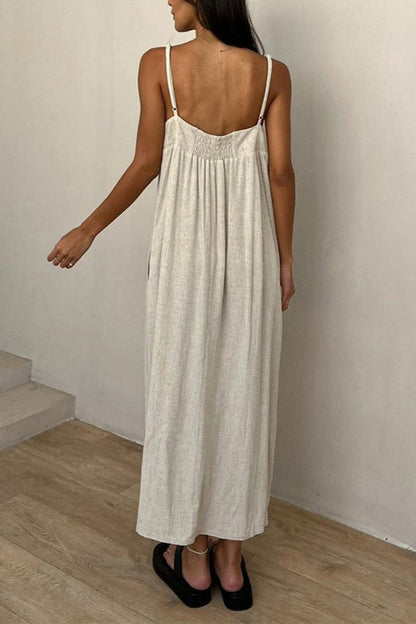 Casual Pocket Patchwork U Neck Sling Dresses