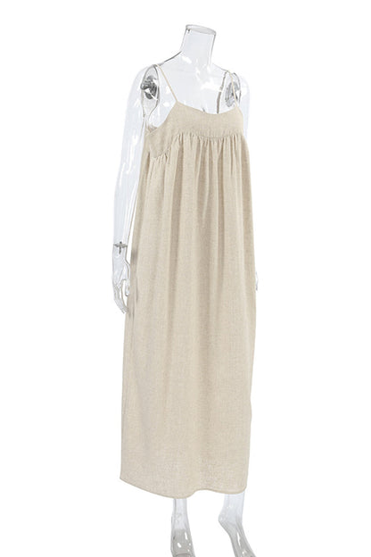 Casual Pocket Patchwork U Neck Sling Dresses