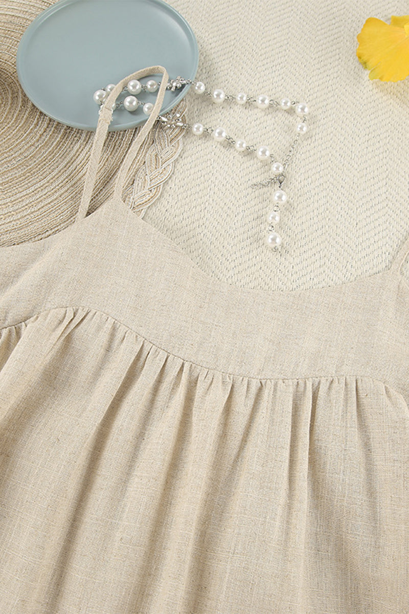 Casual Pocket Patchwork U Neck Sling Dresses