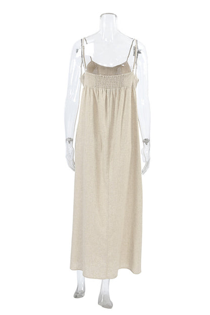 Casual Pocket Patchwork U Neck Sling Dresses