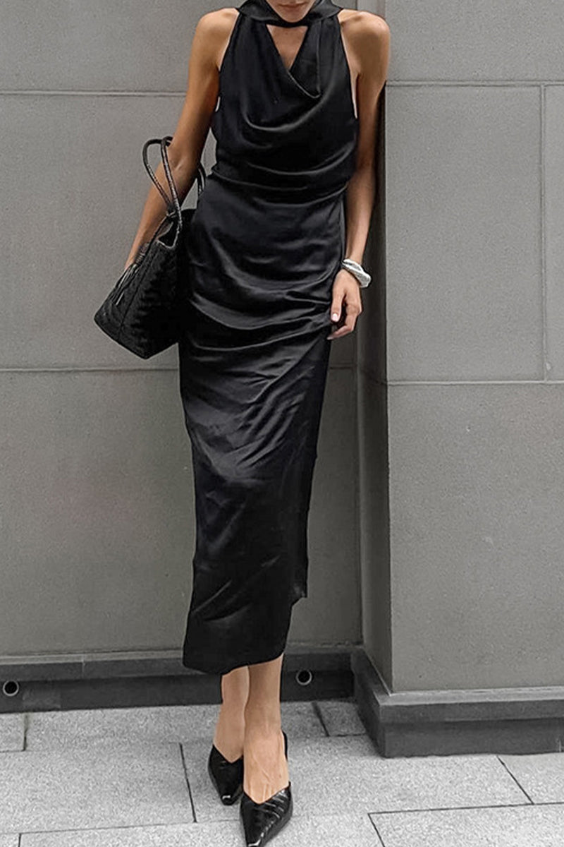 Sexy Lace Up Halter One Step Skirt Dresses