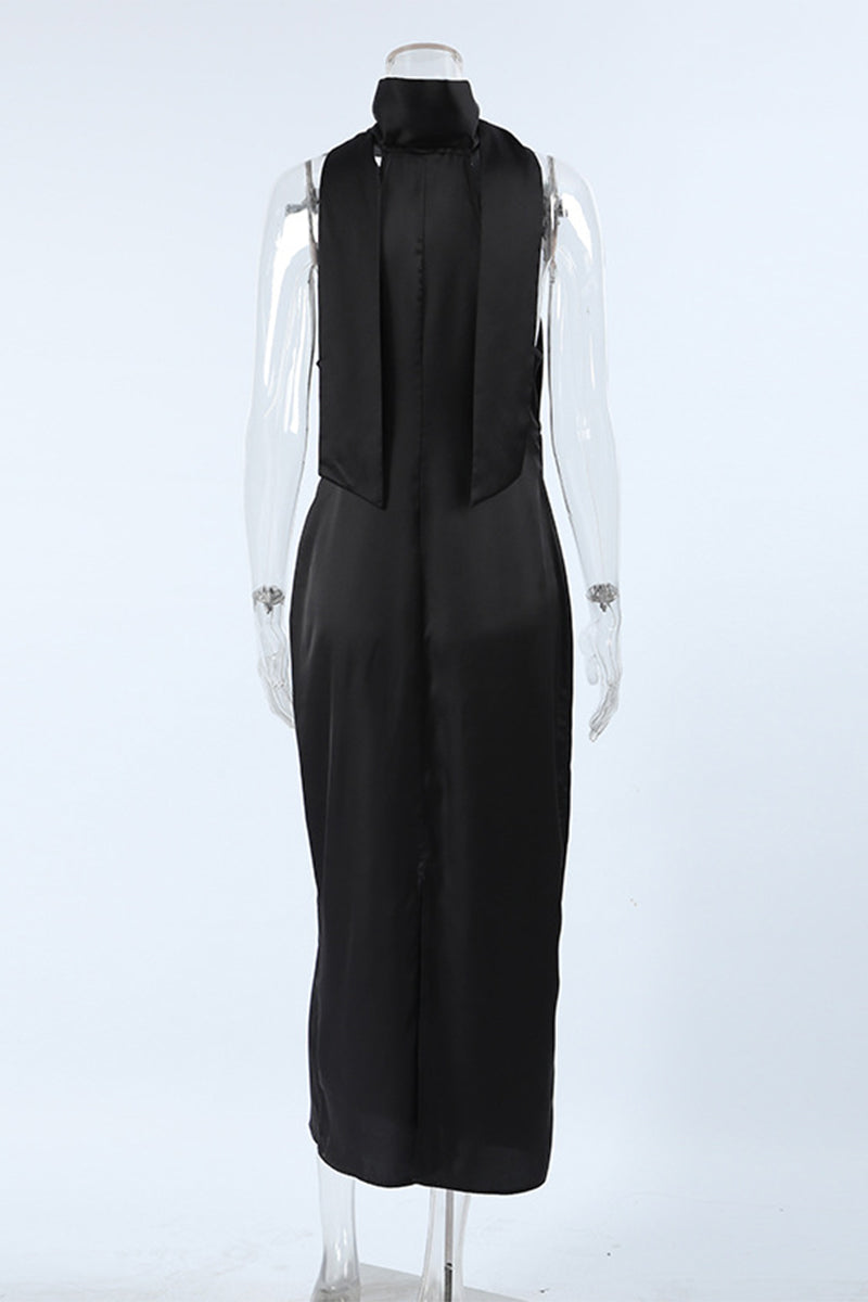 Sexy Lace Up Halter One Step Skirt Dresses