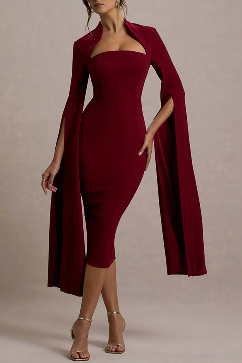 Sexy Elegant Slit Zipper Half A Turtleneck Wrapped Skirt Dresses