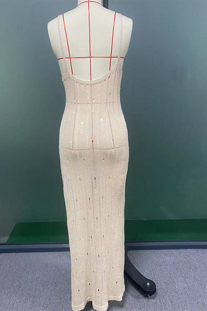 Sexy Vacation Slit V Neck Sling Dresses