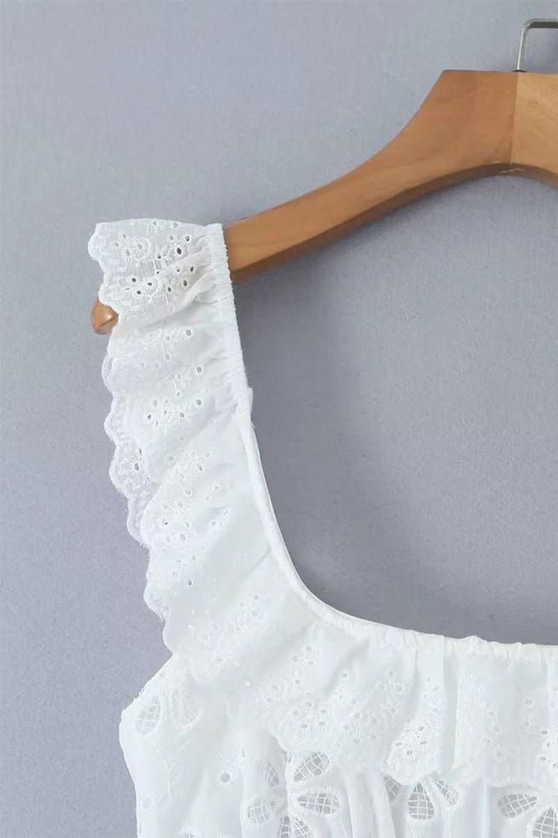 Sexy Lace Lace Up Backless Slit U Neck Sleeveless Dresses