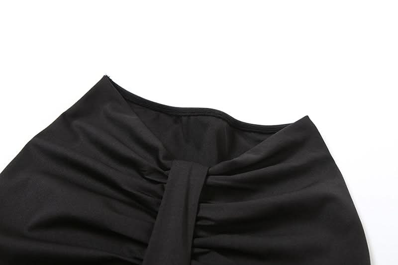 Ruched solid ruffle maxi skirt