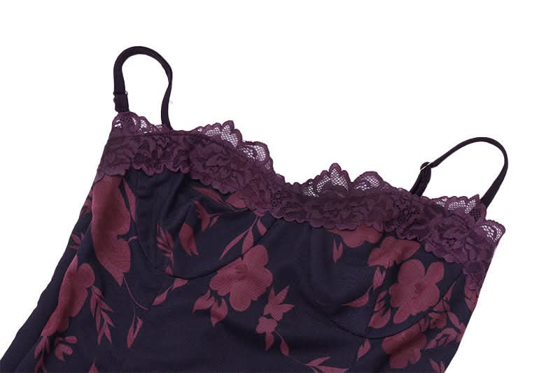 Flower print mesh self tie slit cami maxi dress