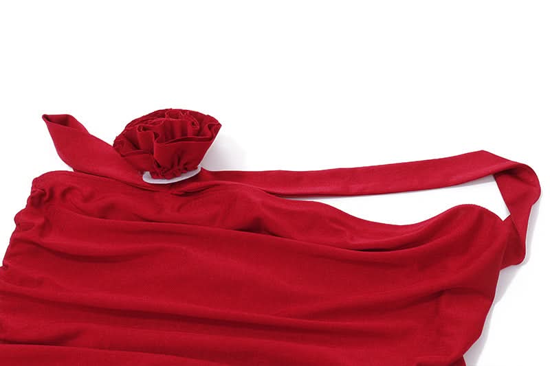 Off shoulder flower applique ruffle mini skirt set