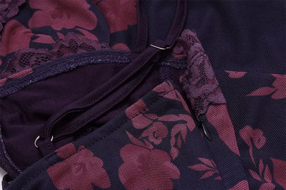 Flower print mesh self tie slit cami maxi dress