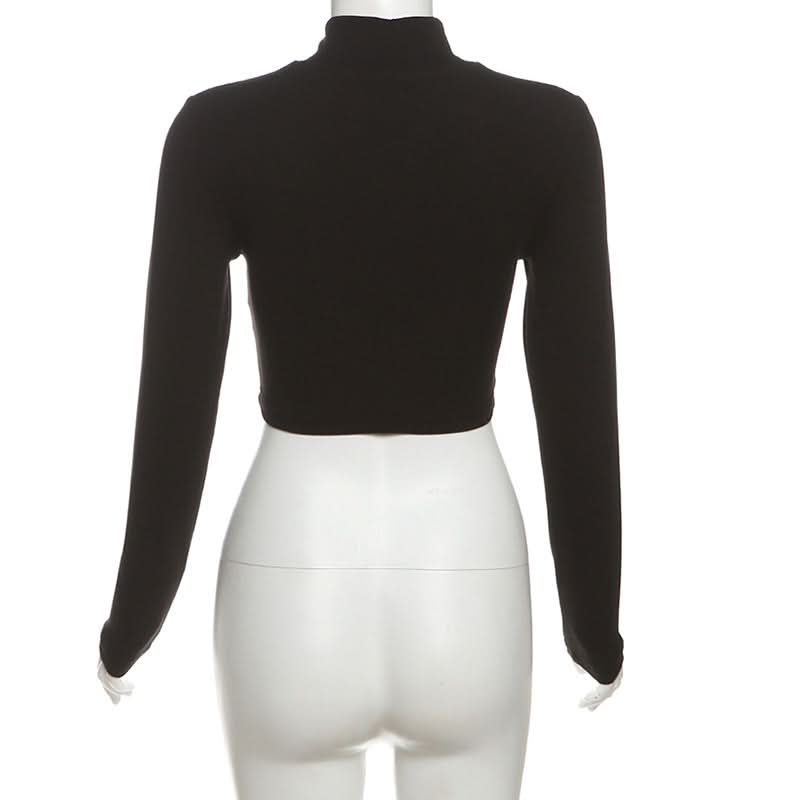 High neck long sleeve lace top