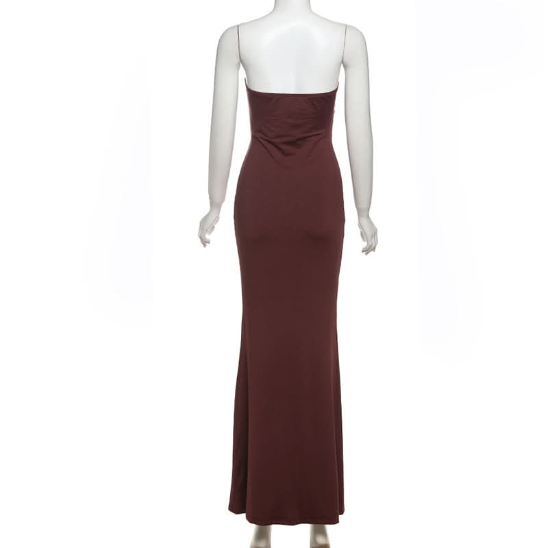 Ruched hollow out tube cut out maxi dress