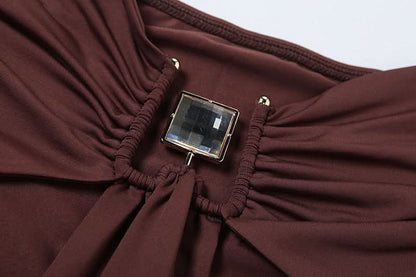 Ruched hollow out tube cut out maxi dress