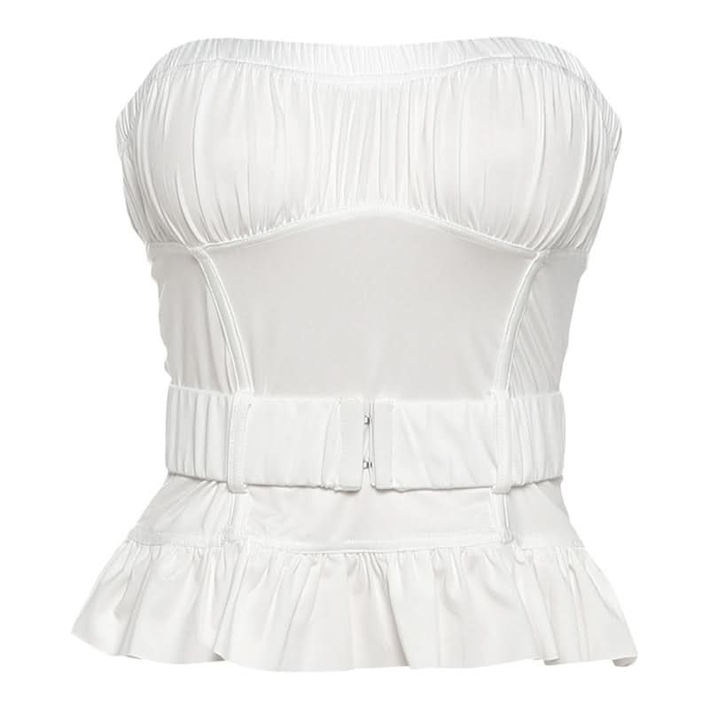 Ruched belt solid tube top