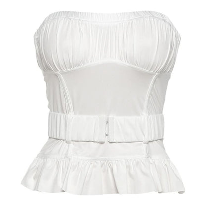 Ruched belt solid tube top