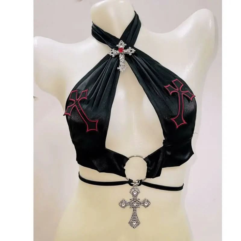 Halter o ring backless hollow out cut out top