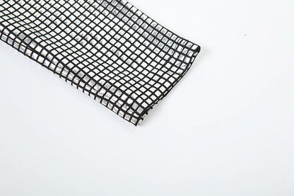 Long sleeve square neck self tie plaid maxi skirt set