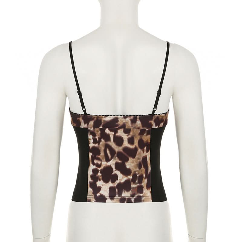 Leopard print sweetheart neck cami top