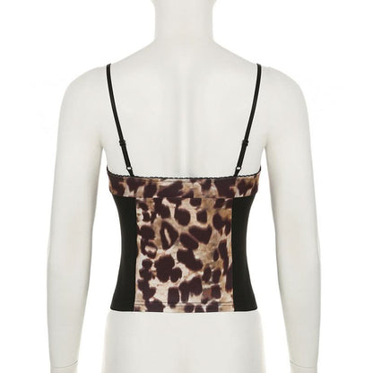 Leopard print sweetheart neck cami top