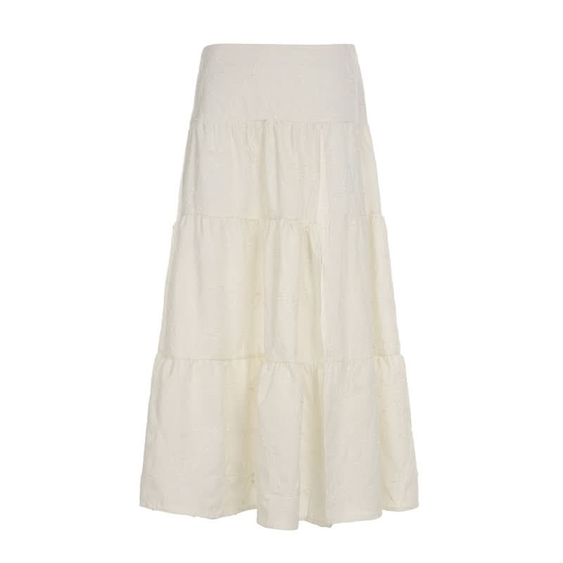 Textured high slit zip-up maxi skirt