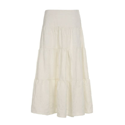 Textured high slit zip-up maxi skirt