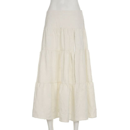 Textured high slit zip-up maxi skirt