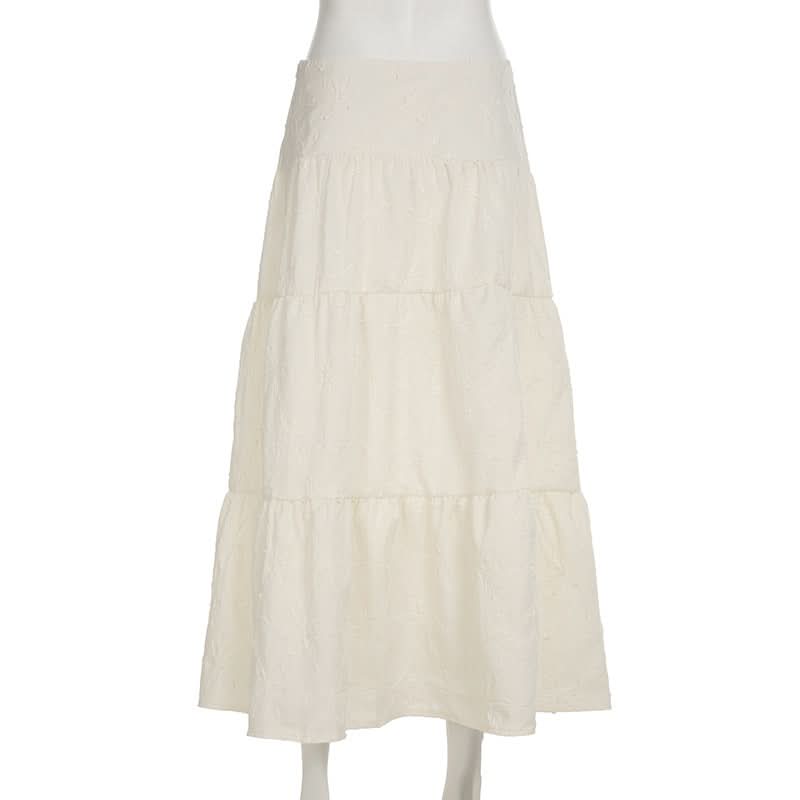 Textured high slit zip-up maxi skirt