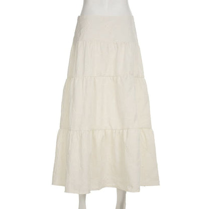 Textured high slit zip-up maxi skirt