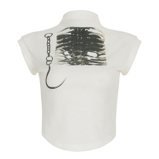 Cap sleeve high neck print top