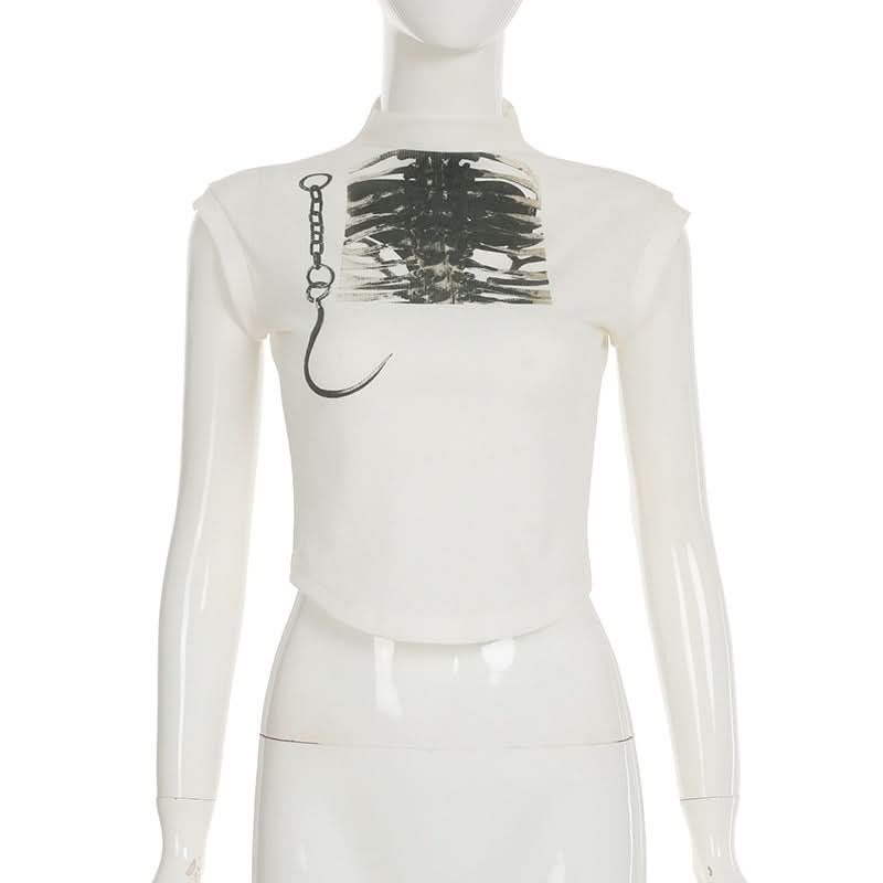 Cap sleeve high neck print top