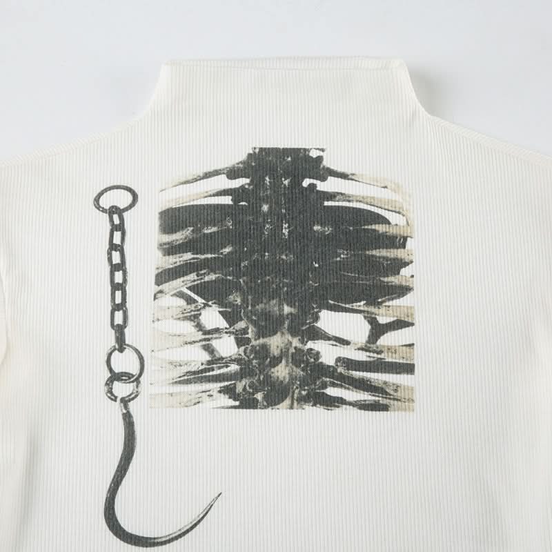 Cap sleeve high neck print top