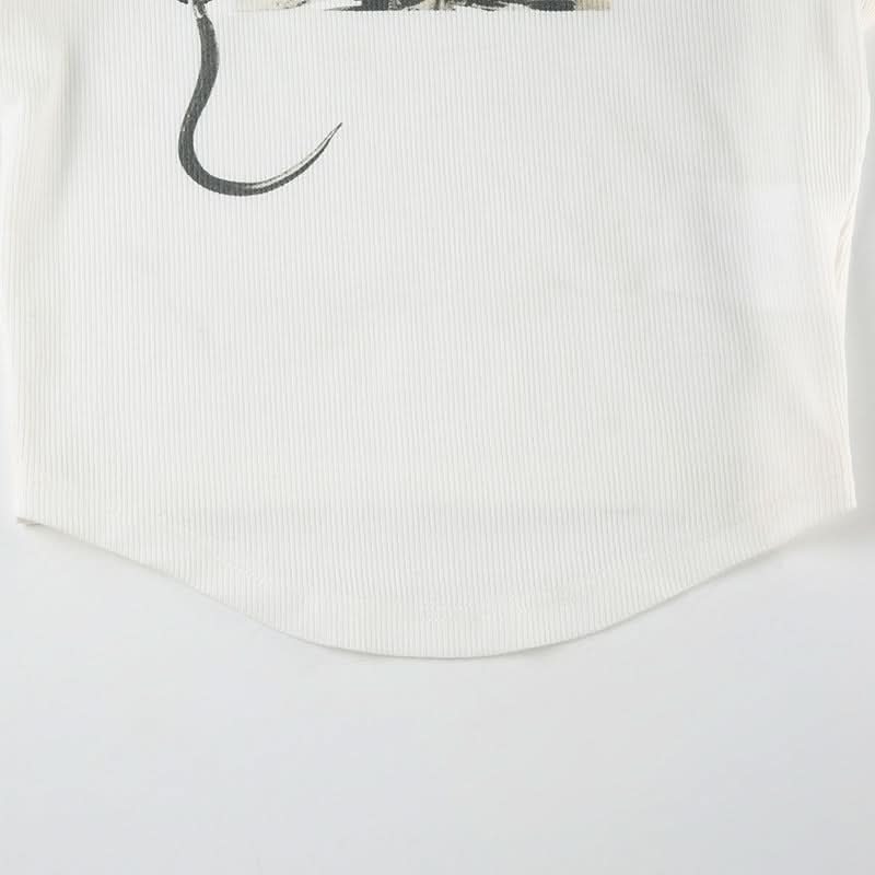 Cap sleeve high neck print top