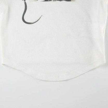 Cap sleeve high neck print top