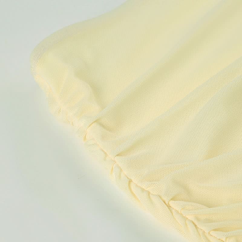 Ruched mesh slit maxi skirt