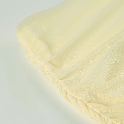 Ruched mesh slit maxi skirt