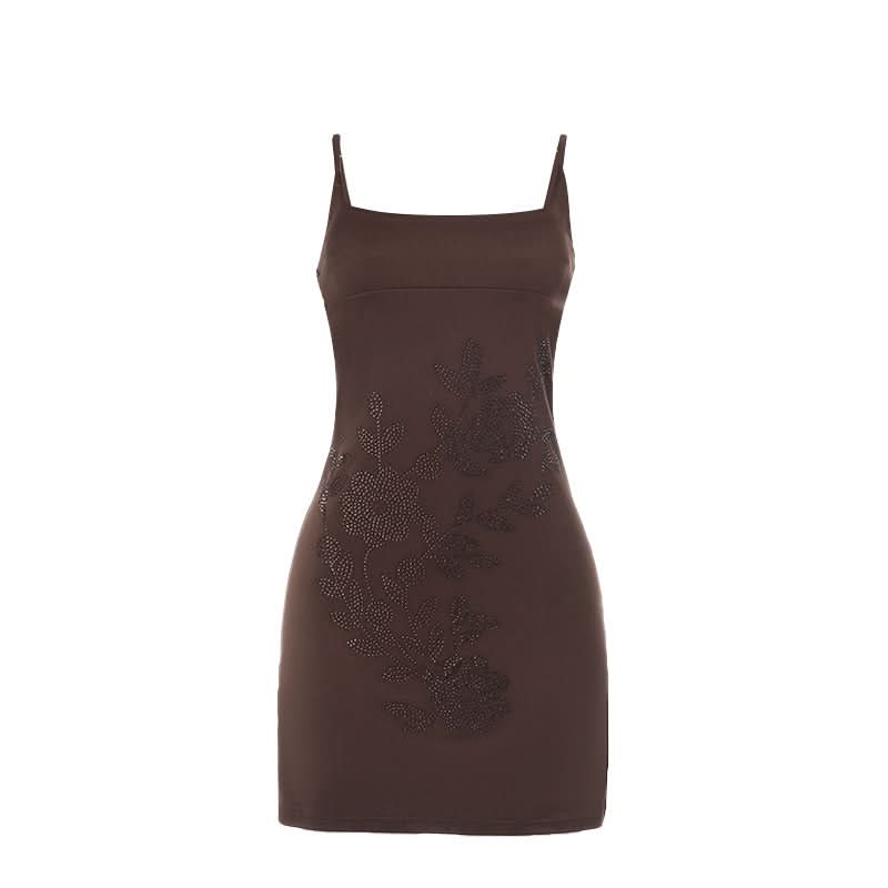 Square neck beaded cami mini dress