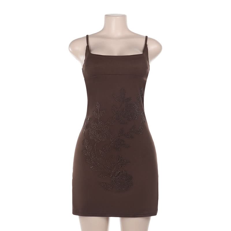 Square neck beaded cami mini dress