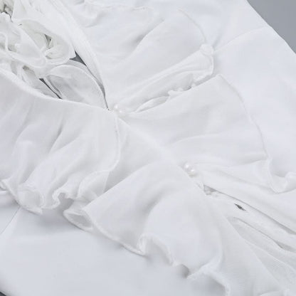 Halter backless ruffle self tie top