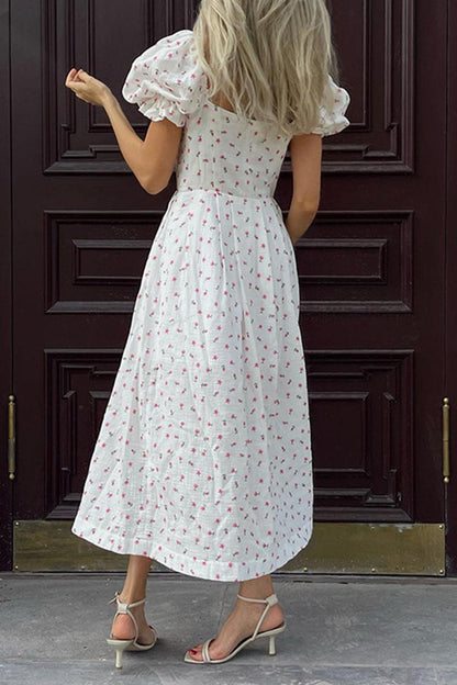 Sexy Flowers Buttons Off Shoulder A Line Dresses