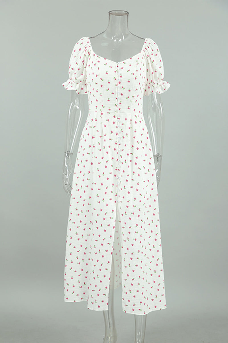 Sexy Flowers Buttons Off Shoulder A Line Dresses