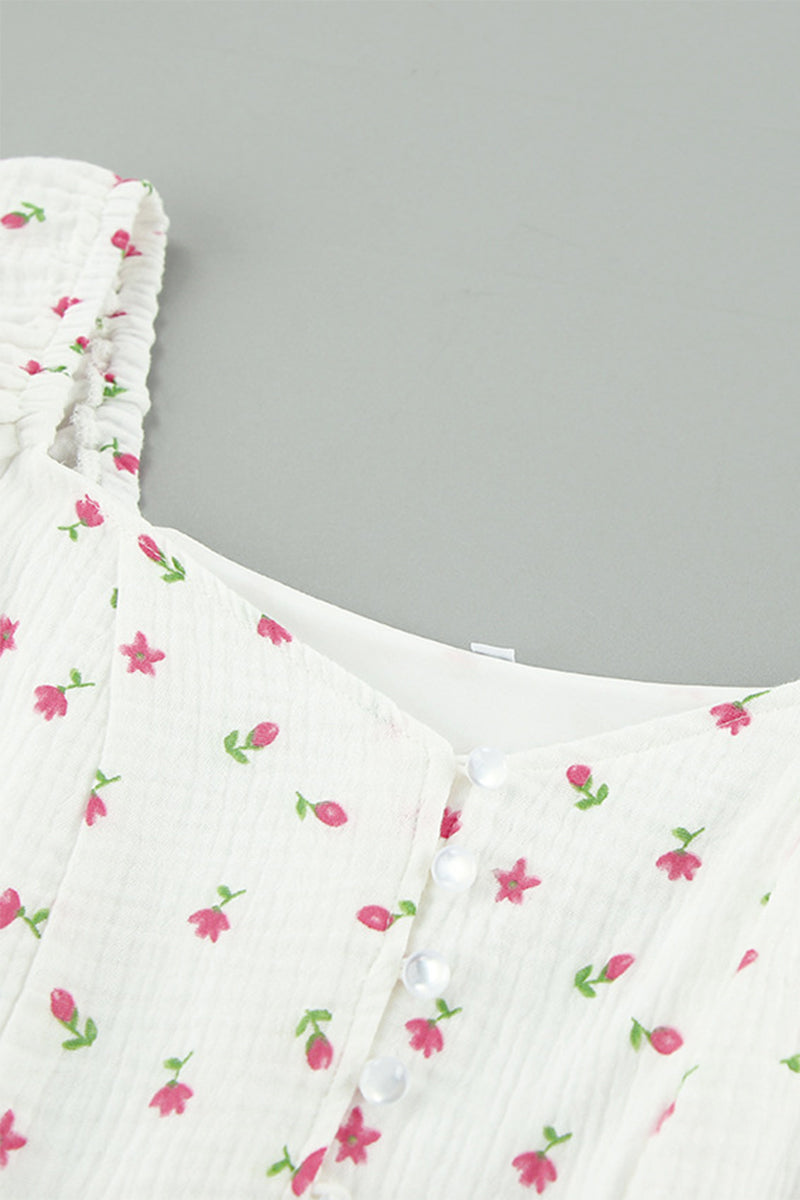 Sexy Flowers Buttons Off Shoulder A Line Dresses