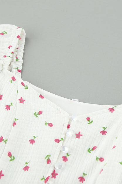 Sexy Flowers Buttons Off Shoulder A Line Dresses