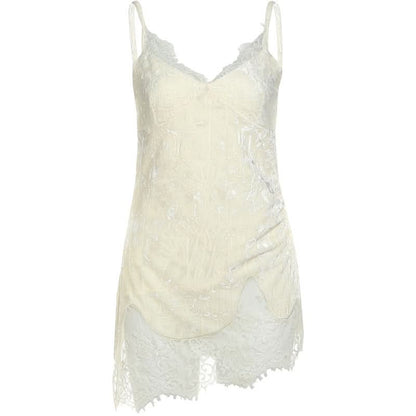 V neck lace hem cami top